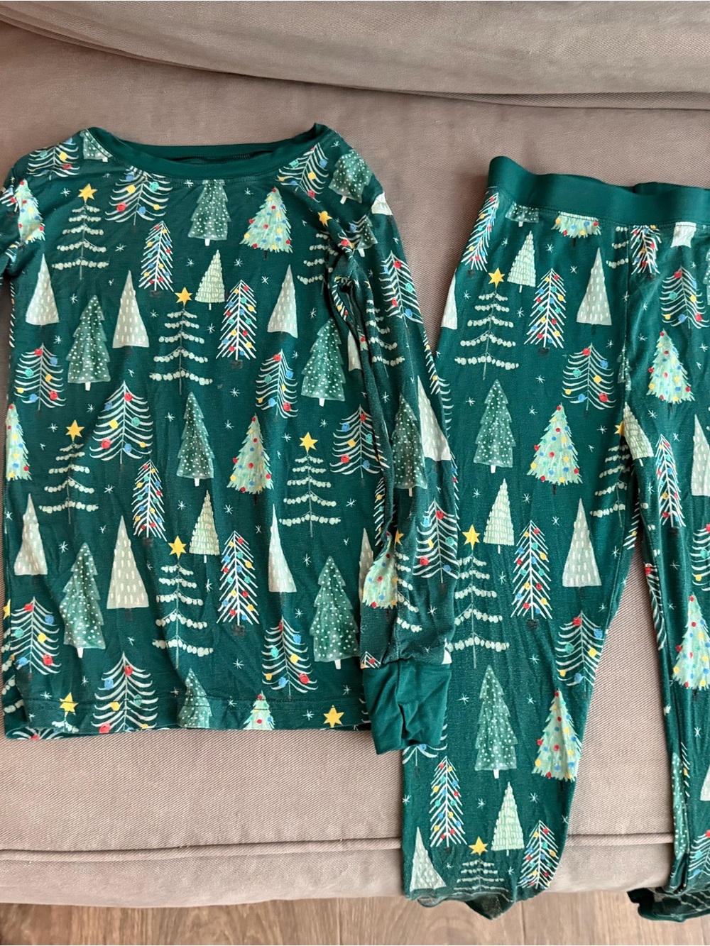Little Sleepies Green Christmas Tree Pajama Set with Star Accents